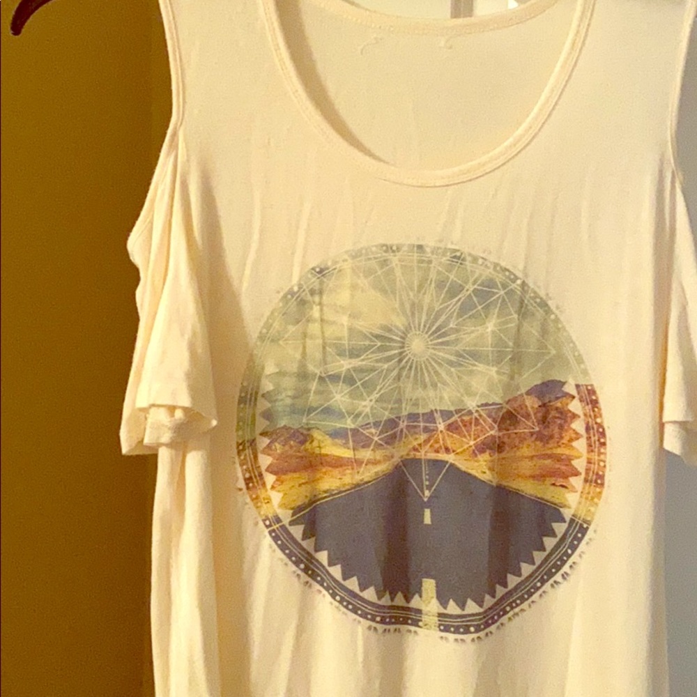 Rayon/spandex comfy cold shoulder tee